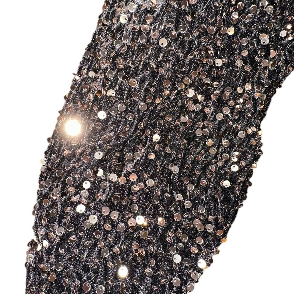 Black Sweatshirt with Velvet & Sequin Sleeve Women's Size Large - Picture 5 of 6